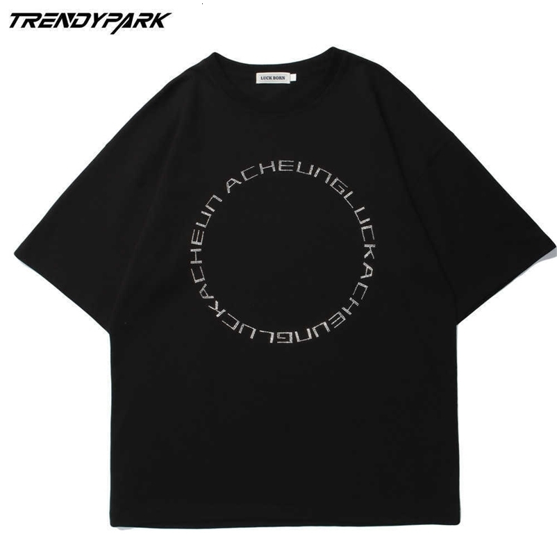 Men's Diamonds T-shirt Summer Short Sleeve Tee Hip Hop Oversized Cotton Casual Harajuku Streetwear Top Tshirts Clothing 210601
