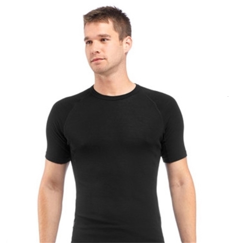 Men's Merino Wool T Shirt 100% Merino Wool Men's T- Shirt Base Layer Soft Moisture Wicking Odor Resistance T-shirt Men 160g 210329