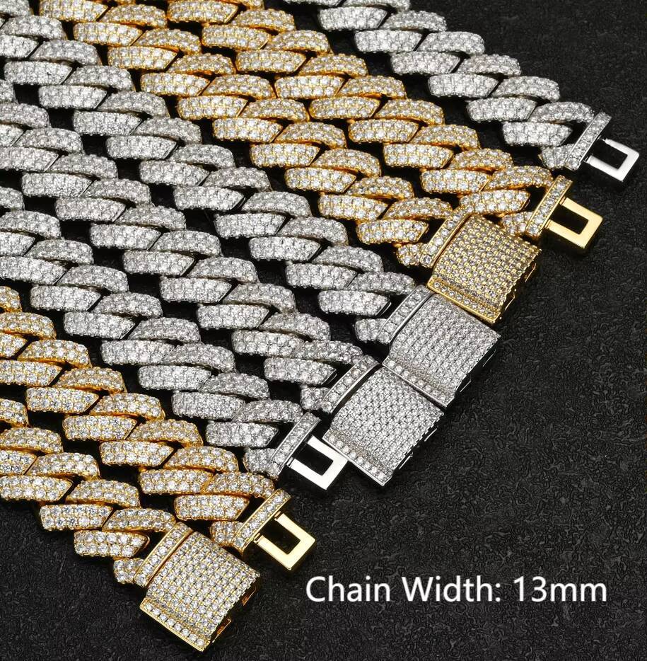 JWY FaMoissaniteory Customized Trend 19mm Hip Hop Brass Necklace Chain Iced Out Cuban Link Chain for Men
