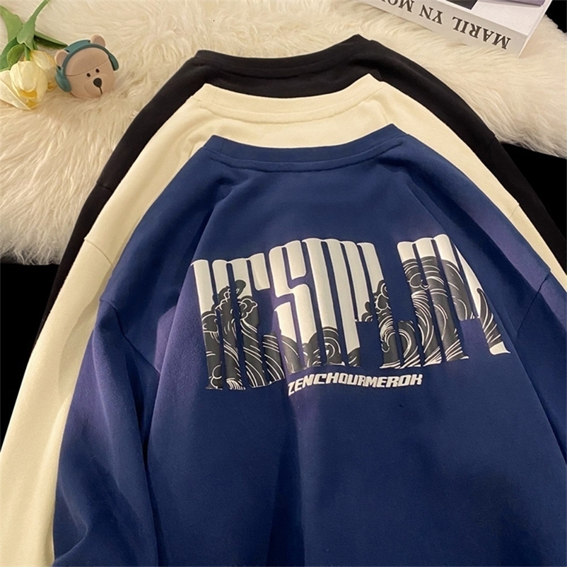 Women's T-Shirt Autumn Cotton Hoodie for Men Foam Printing Sweatshirt American Vintage Oversized s Male Y2K Bottoming Shirt High Street 230821