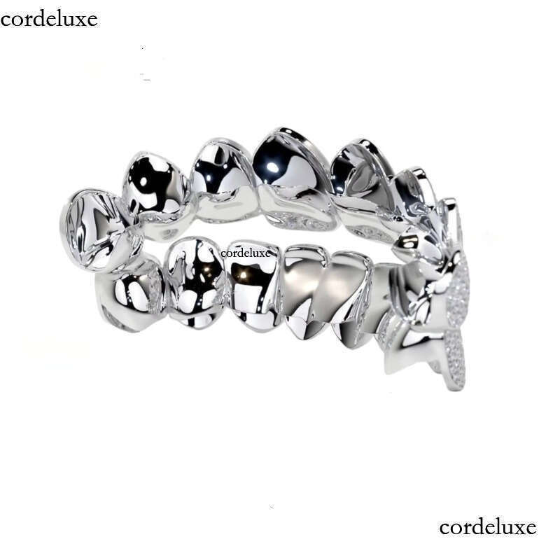 Mens Hip Hop Custom Sier Iced Out Moissanite Dia Grillz Teeth on White Gold Chain Best Price Jewelry 90