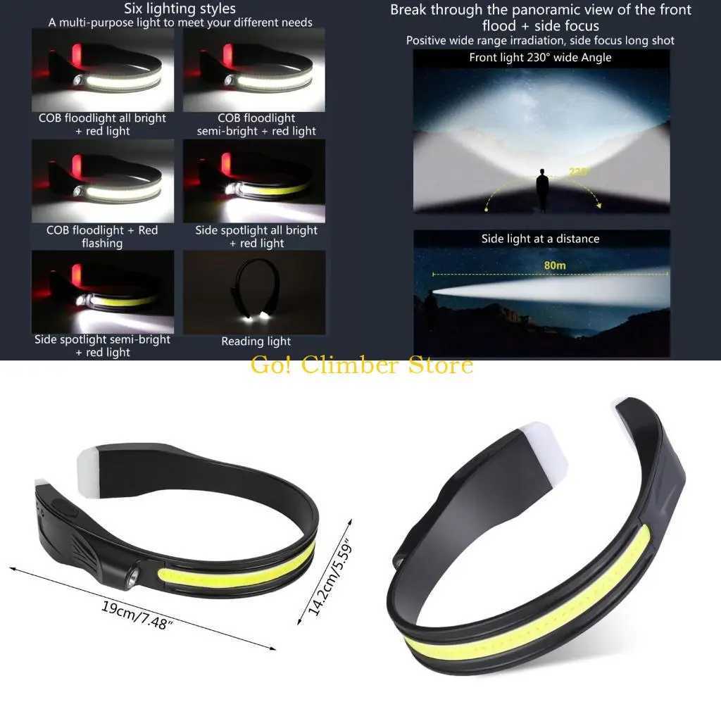Q84C LED Head Torch Rechargeable Headlamps Headlights with Motion Sensors WaterResistant Lightweight Sensors Head Flashlight J250925
