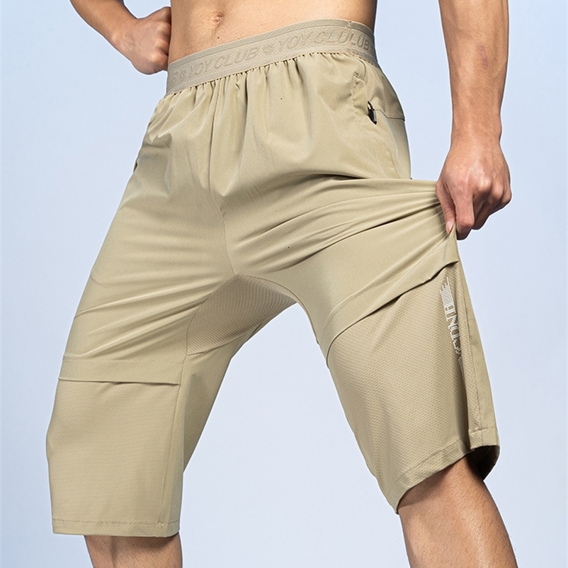 Men's Shorts Summer zippered pocket men's short sleeved sportswear breathable quick drying Capris pants stretch nylon fitness casual shorts 