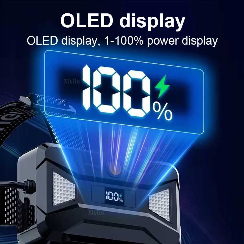 900000LM High Bright LED Headlamp Powerful Head Flashlight Rechargeable Headlight Outdoor Zoomable Head Lamp for Fishing Camping J250925