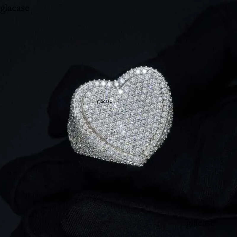 Fine jewelry iced out hip hop cuban gold plated sterling sier vvs moissanite dia ring for men