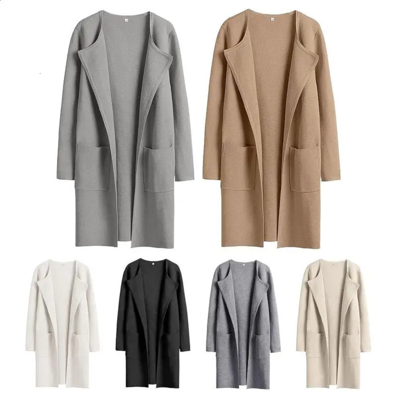 Womens cardigan wool sweater womens long sleeved 240906