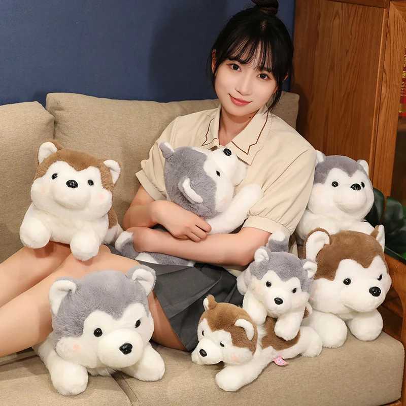 3040CM Cute Husky Dog Plush Toy Stuffed Animal Soft Kawaii Lying Brown Pet Puppy Pillow Doll Toys for Xmas Gift C250925