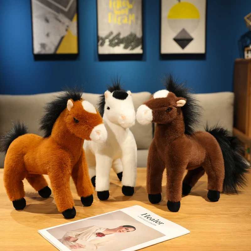 1Pc 30CM Simulation Horse Plush Toys Lovely Hairy Horse Dolls Stuffed Soft Animal Pillow Mascot Toy Shooting Props C250925