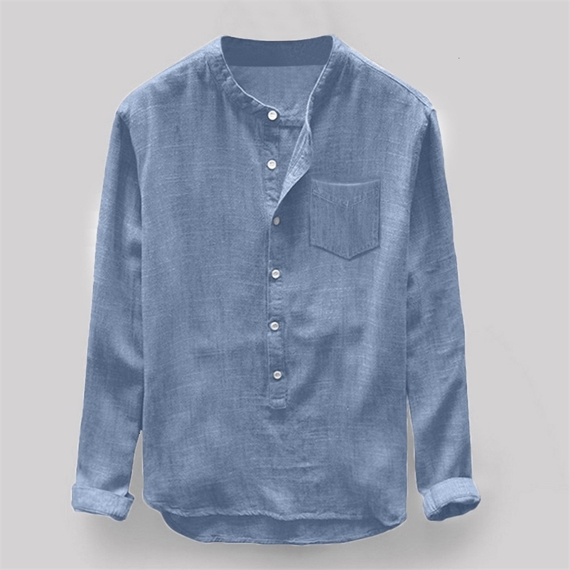 Men's Casual Shirts Mens Winter Sleeve Blouse Long Top Button Linen Autumn Casual Cotton Fashion and Men Blue Button Mens Corduroy Shirt Jacket 2