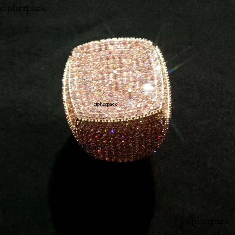 Hip Hop Rapper Men Iced Out Initial Letter Sier Moissanite Personalized Name Pinky Ring 7f