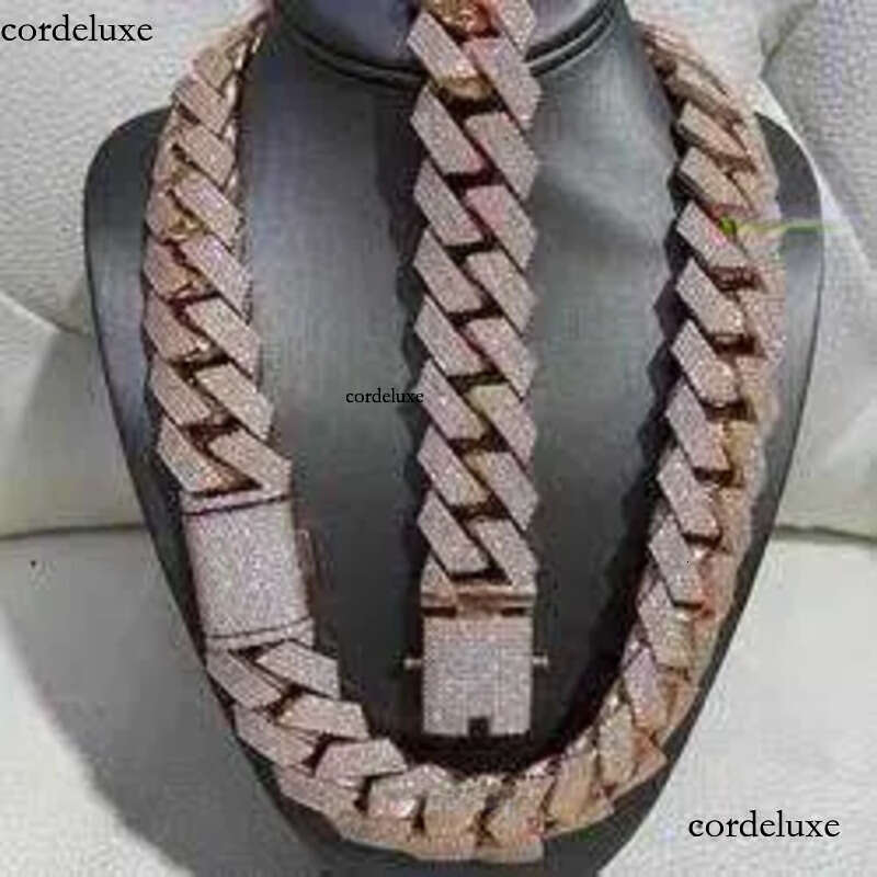 Hip Hop Rapper Sier 25mm Wide 4 Rows Vvs Moissanite Full Iced Out Cuban k Chain Necklace a1