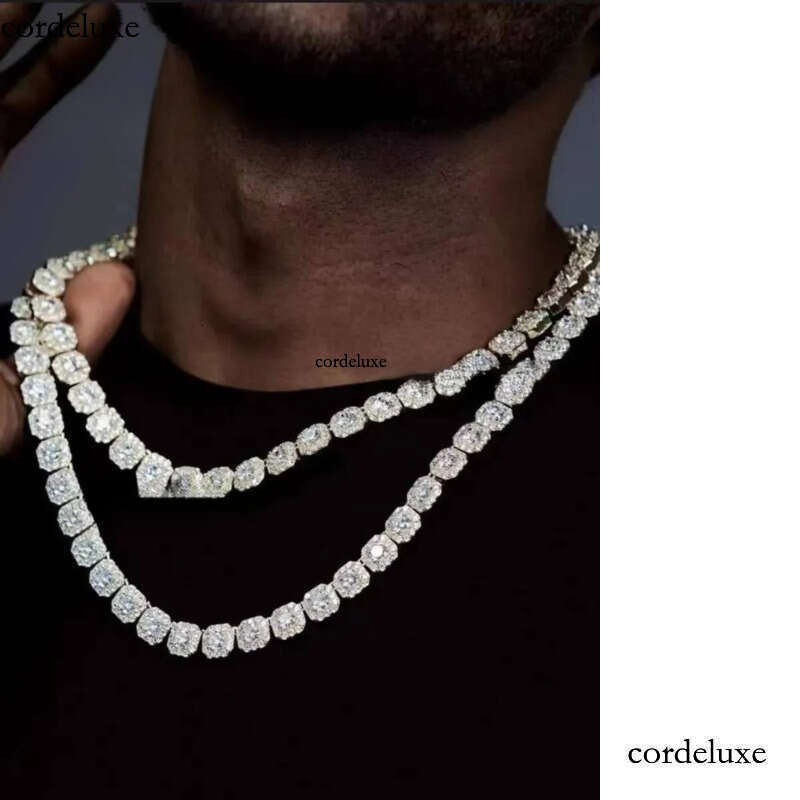 Necklace bracelet Moissanite Dia Custom Vvs Cuban Link S Sier 10mm Large Tennis Chain Solid Back Hiphop e4