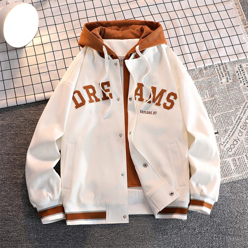High quality school team baseball uniform jacket mens autumn trend full set of student hooded jacket plus large jacket womens 240906