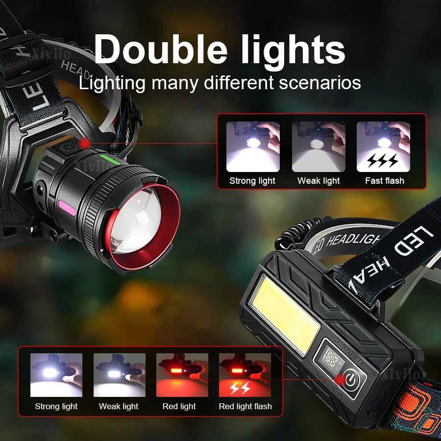 60000000LM LED Sensor Headlight Super Bright 3500M Headlamp Most Powerful Head Flashlight Waterproof Outdoor Fishing Lantern J2509251