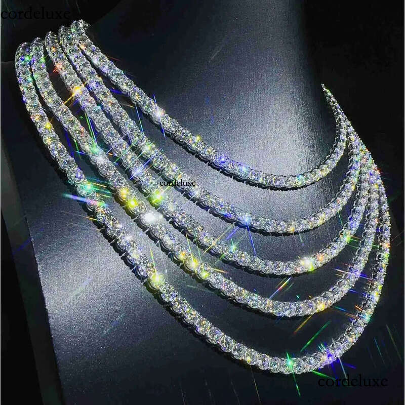 Fashion Jewelry Necklace Pass Dia Tester 5mm VS Moissanite Iced Tennis Mens and Womens Chain Free Shipping 65