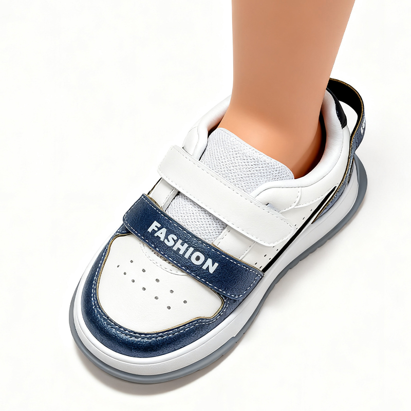 Casual Shoes Children's Stylish Low - Top Casual Shoes - White & Gold Colorblock Design, Easy - On Velcro Closure
