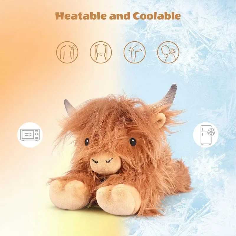 Kawaii Lying Highland Cow Plush Toy Soft Stuffed Animals Doll Highland Cow Puppet Cute Plushie Kawaii Kids Xmas Gifts Home Decor C250925