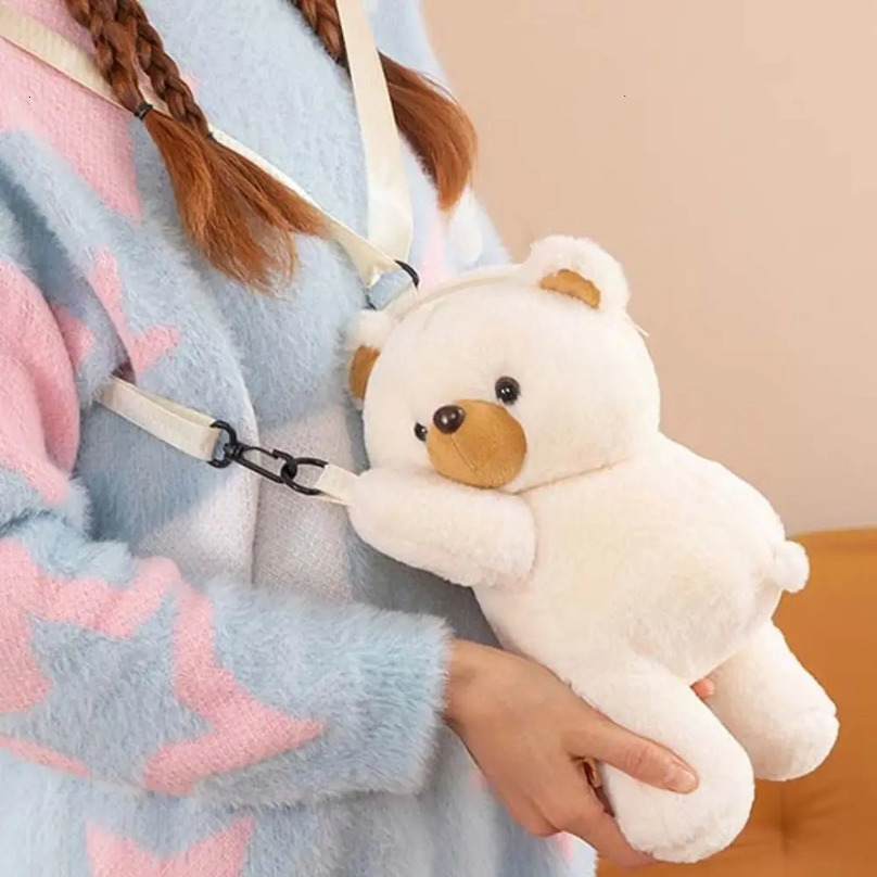 Simple Plush Toy Bear Crossbody Bag Large Capacity Doll Children Backpack JK Lolita Animal Shoulder Bag Lady 250514