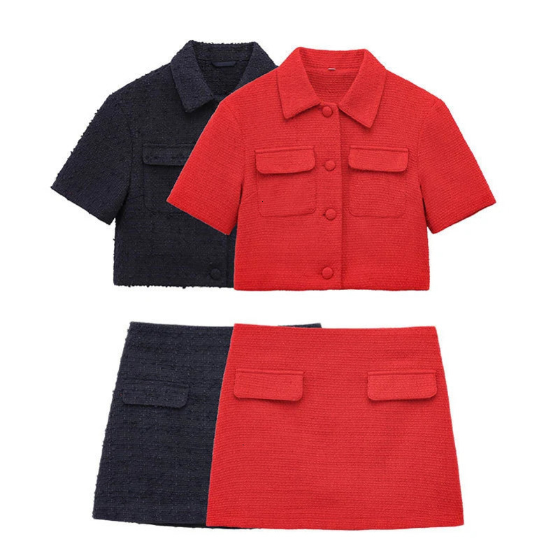 Willshela Women Fashion 2 Piece Set Solid Single Breasted Jackets Vintage Side Zipper Mini Skirt Female Chic Lady Skirts Set 250520