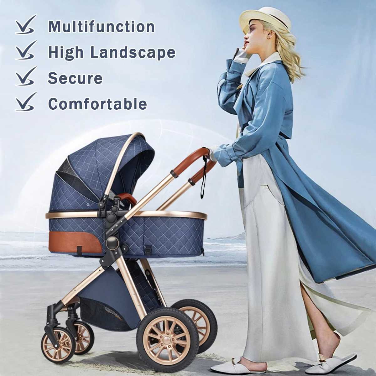 Twoinone baby stroller with sunshade portable and foldable bidirectional push for outdoor high view stroller Z250924