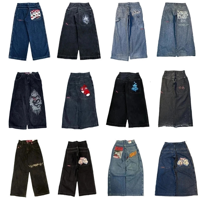 JNCO Wide Leg Jeans Streetwear Men Y2K Retro Hip Hop Harajuku High Quality Embroidered Denim Pants Casual Baggy Trousers 240429