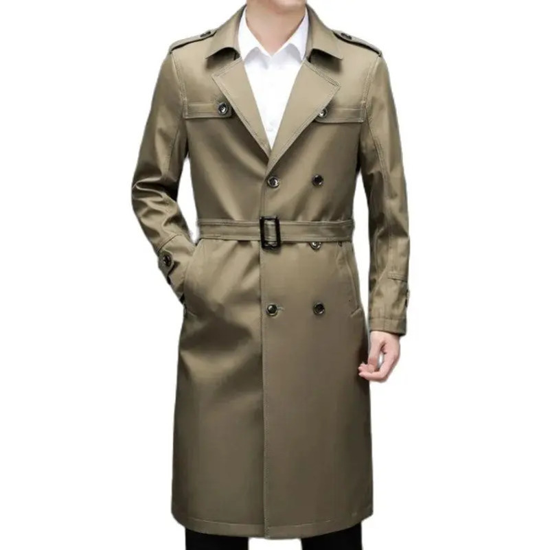 solid color pattern business casual single windbreaker high-quality mens windbreaker with a lapel 250415