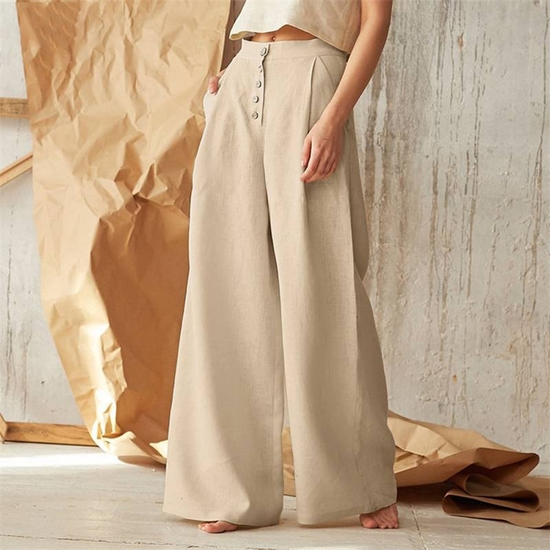 Women's Pants Capris S-5XL Size Wide Leg Pants Casual Cotton Linen Loose Women Trousers Fashion Elegant Autumn Winter Female Pants 230421