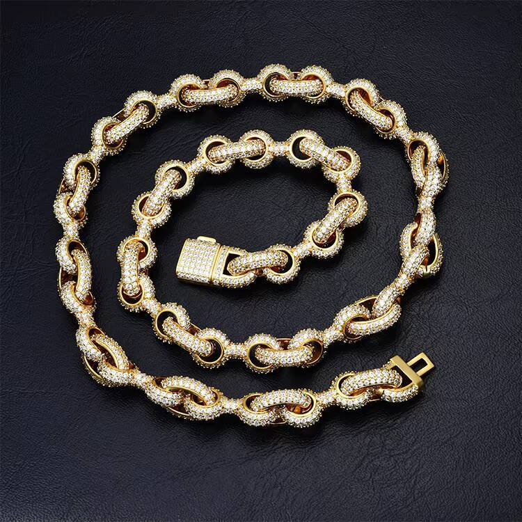 JWY Customized Trend Brass Cross Buckle Iced Out Moissanite Diamond Hip Hop Jewelry Mens Cuban Link Chain Necklace Fashion Accessory