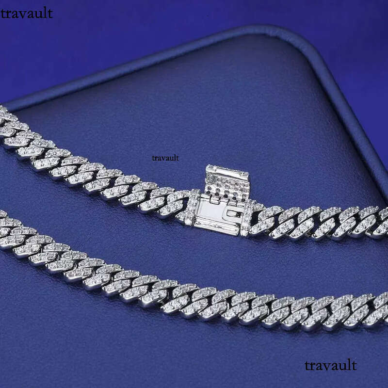 NUOYA Hight Quality 6MM VVS Moissanite Link Hip Hop Jewelry Women White Gold Sier Cuban Chain Necklace for Gift