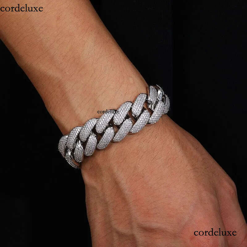 Miami Cuban Link Chain for Men Micro Inlaied 4 Row Bling Dia 20MM Wide Iced Out Chains Necklace Designer Prong Rock Hip Hop Gold Moissanite Jewelry Wo