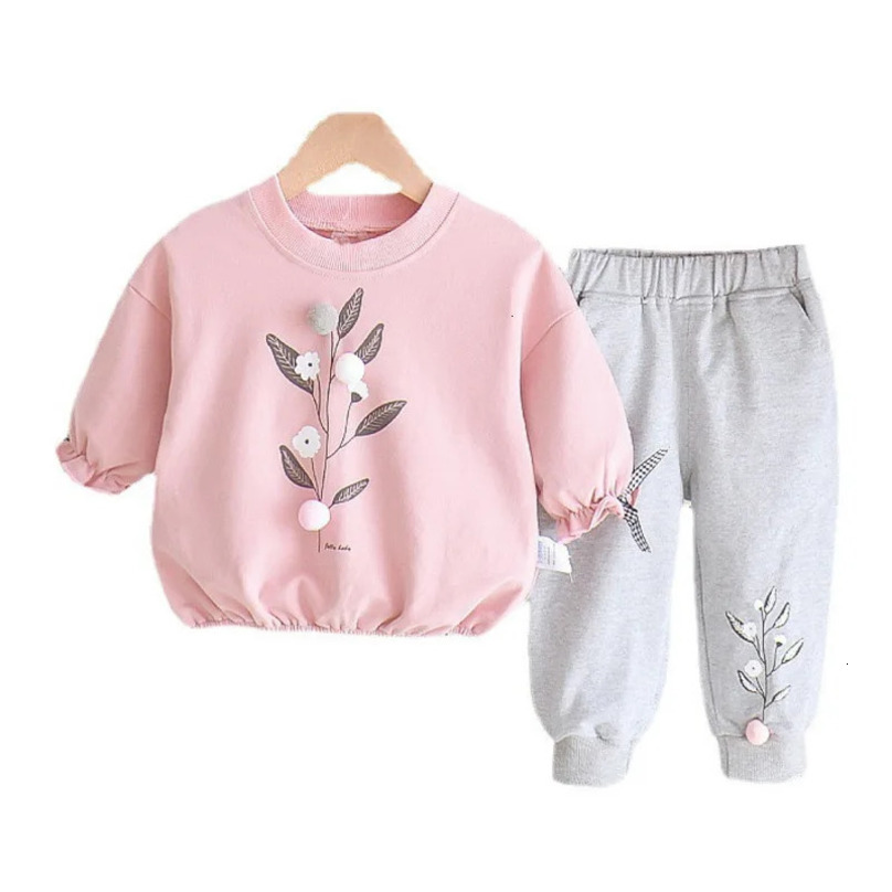 Spring Autumn Fashion Baby Girl Clothes Children Cute Casual T-Shirt Pants 2Pcs/Sets Toddler Sports Costume Kids Tracksuits 250224