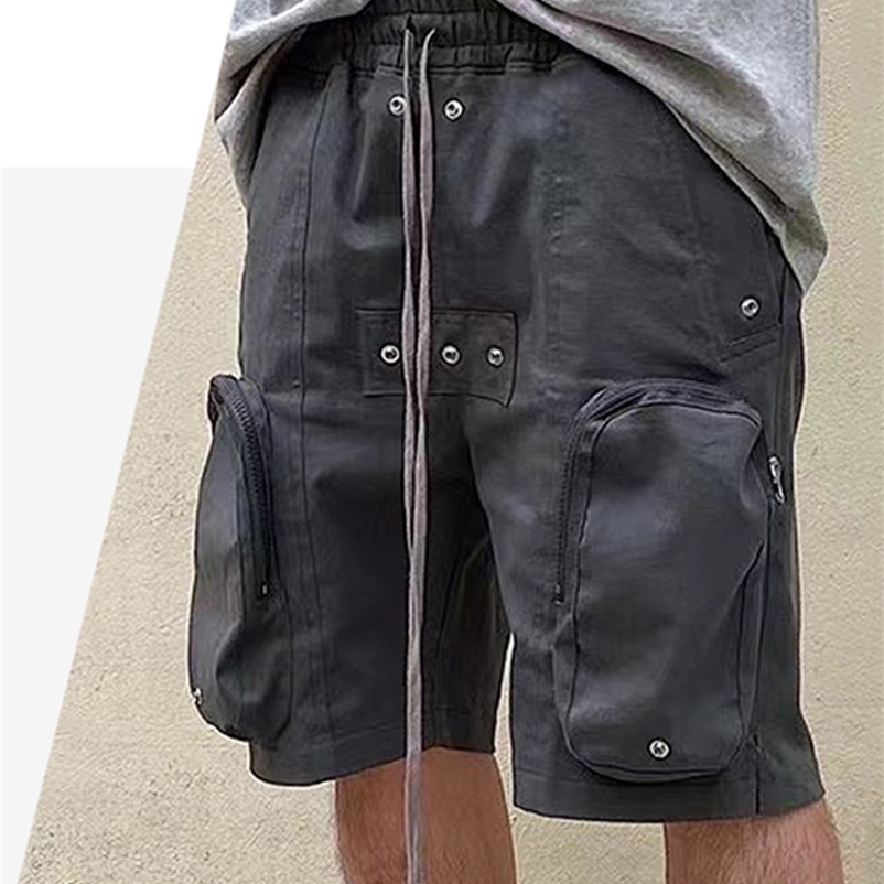 Men's Shorts PFNW Spring And Summer Safari Style Multi Pocket Casual Short Pants Long Drawstring Silver Button Washed Shorts 12A4964 230419