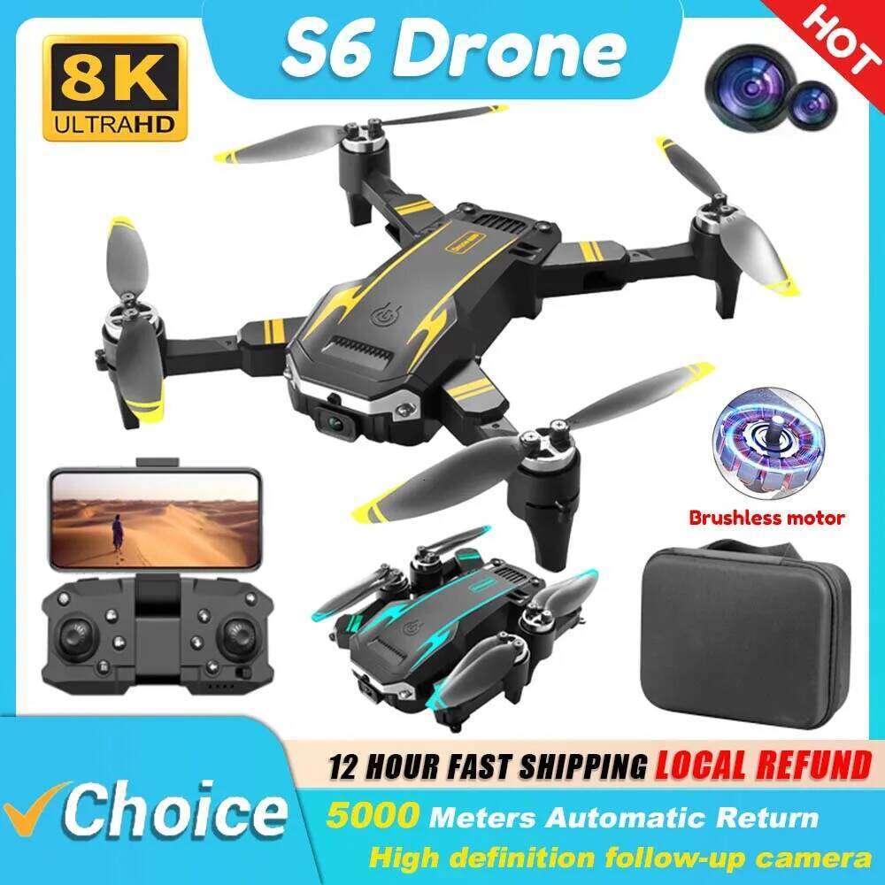 KBDFA New S6 Max Drone 8K Profesional 4K HD Cameras Obstacle Avoidance Aerial Photography Optical Flow Foldable Quadcopter