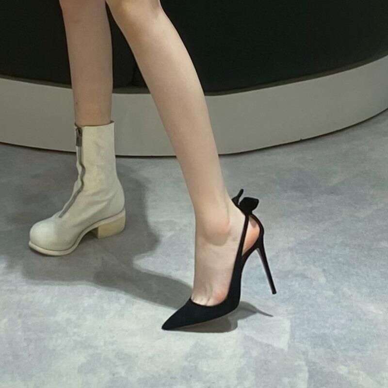 High Stiletto Heels Sexy Pointed Toe Black Female Spring And Autumn Suede Single Shoes Wholesale