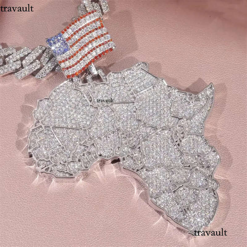 Ready Made Big Map Hip Hop Rapper Iced Out Large Size Moissanite Pendant