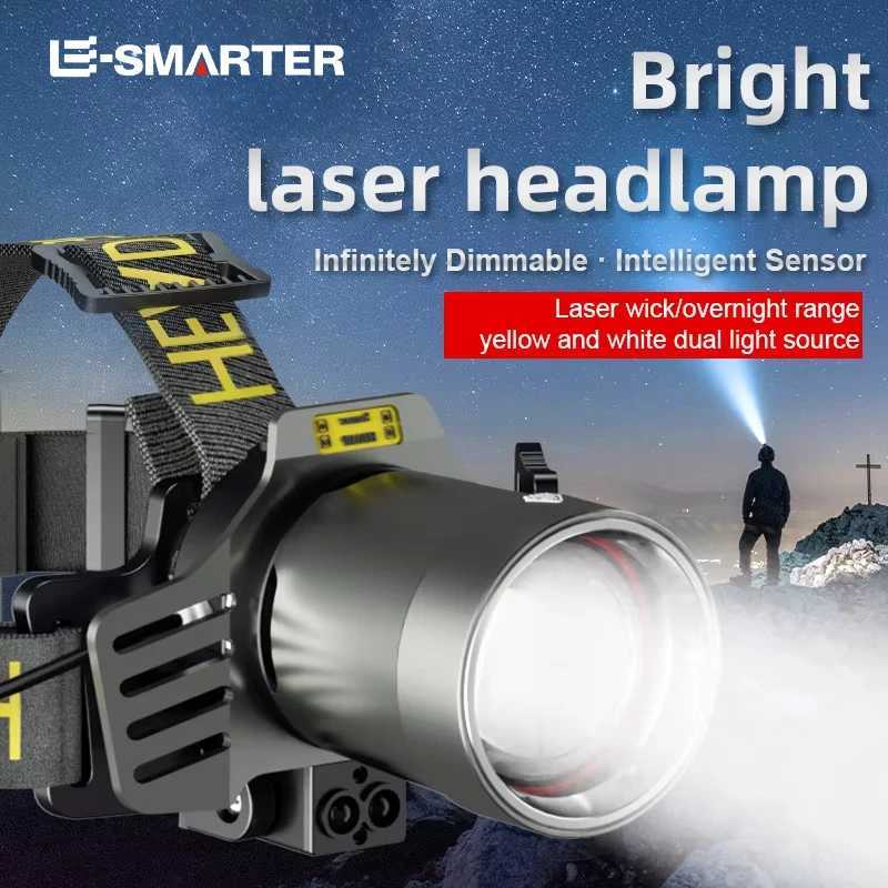 Dual Laser Rechargeable Head Flashlight Led Headlamp High Power Headlight Waterproof Super Bright Head Torch J250925