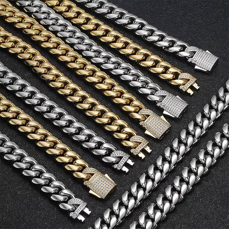 12MM Mens Fashion Hip Hop High Polish Gold Silver Sterling SilverNecklace Chunky Cuban Chain Fine Jewelry