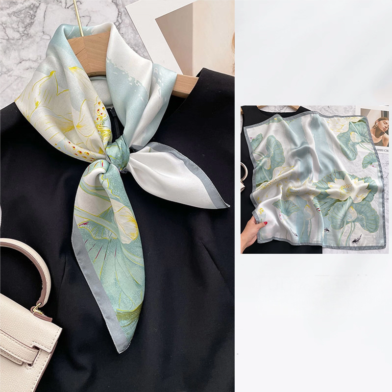 Wholesale Women Satin Scarf Luxury Spring New 70cm X 70cm Delicate Color Printed Small Square Fashion Elegant