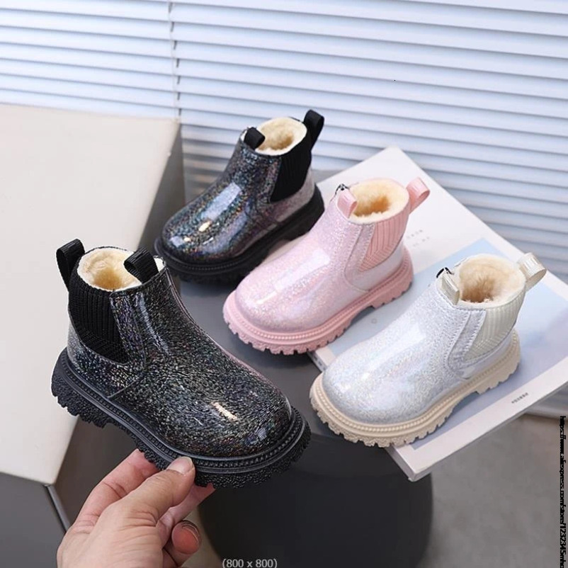 Winter Kids Boys Girls Fashion Boots British Style Velvet Warmth Non-Slip Short Boots Anti-slip Children Leather Shoes Toddler 241219