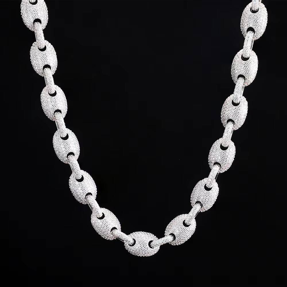 FaMoissaniteory Sale Hip Hop Copper Jewelry Miami Cuban Chain Mens Necklace Bracelet Shiny Moissanite Ice Out Jewelry Set