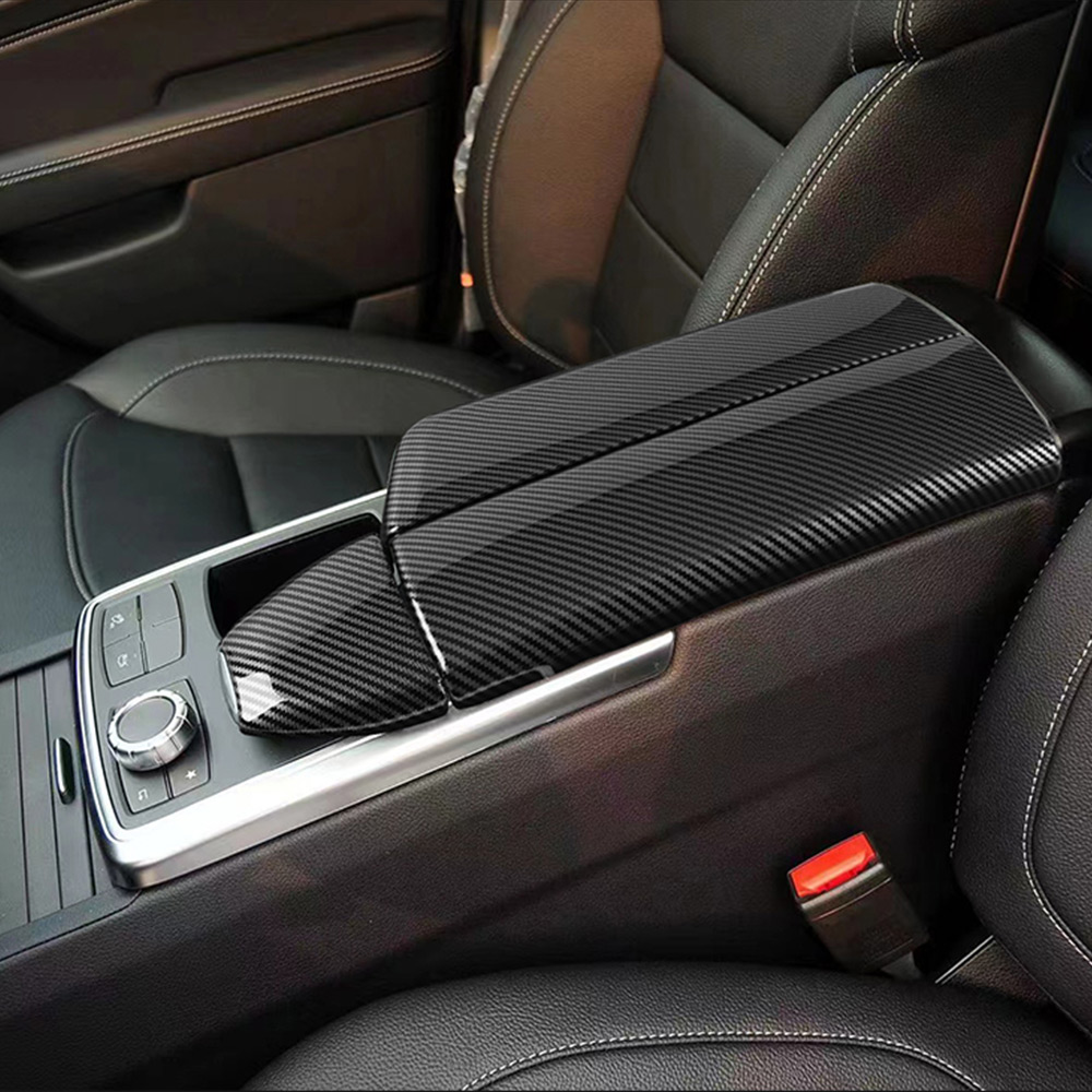 For Mercedes-Benz GLE GLS ML GL Class W166 X166 2012-2019 Carbon Fiber Car Center Console Armrest Box Panel Protection Cover Trim 350 400 500e 550 63 
