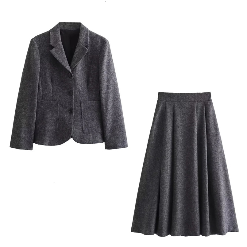 UNIZERA Autumn/Winter Product Womens Fashion Style Single breasted Suit Coat High Waist Skirt Set 250109