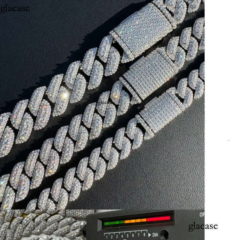 MOISSANITE Sterling Sier 10mm 12mm 14mm Miami Cuban Link Chain Rounded Prong Vintage 16-30 Lengths PASSES DIA Tester