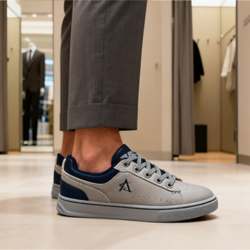 Casual Shoes Kids' Fashionable Daily Casual Shoes - Light Gray & Navy Colorblock Design, Comfortable for Boys