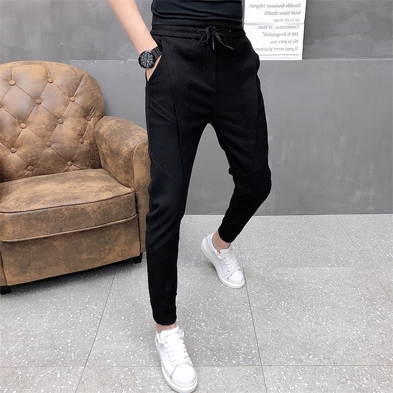 Men's Pants Fashion Korean Solid Joggers Men High Quality Spring Autumn Pants Men Slim Fit Drawstring Mens Casual Pants Black/Gray 36-28 230316