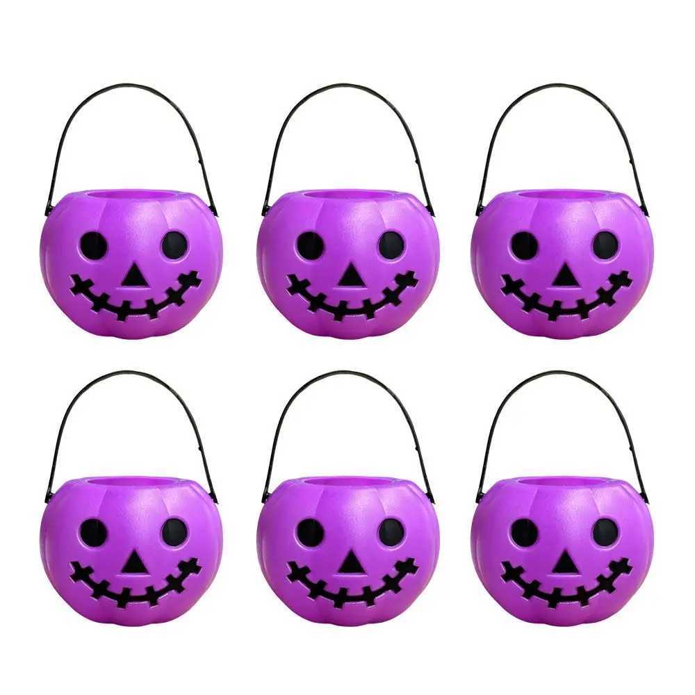 6PCS Set Spooky 6cm Size Halloween Pumpkin Jar With Lid Triangular Eyes Pumpkin Lantern Mini Basket Pumpkin Bucket Gift Giving J250925