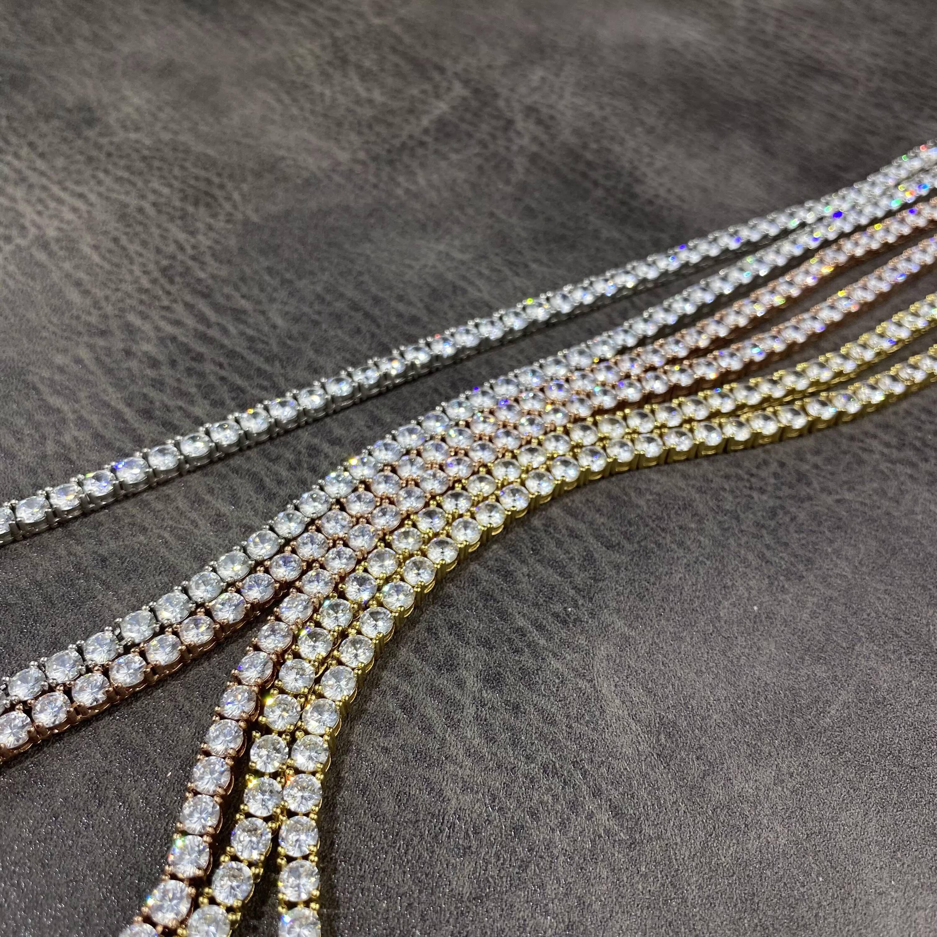 18K Gold Plated Hiphop Jewelry 3mm 4mm 5mm 6mm Iced Out CZ Tennis Chain Necklace