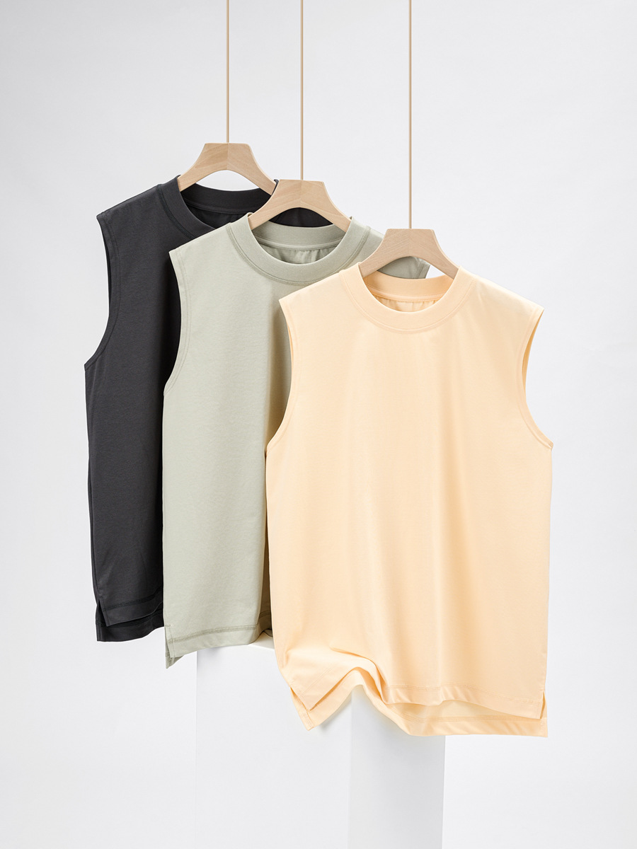 Men's Summer Ice-Feel Cotton Seamless Tank Top - Loose White Sleeveless Shirt, Breathable Sweatshirt for Sports & Fitness -81B