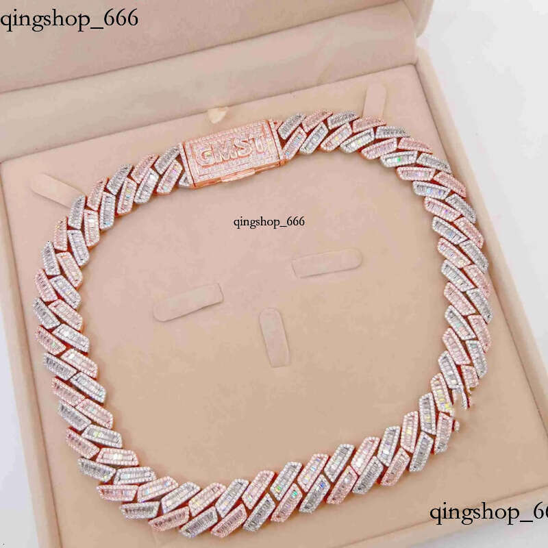 moissanite iced out cuban k chain Hip Hop Fine Jewelry Baguette Dia Men Necklace Sterg Sier Fully Vvs Moissanite designer jewelry