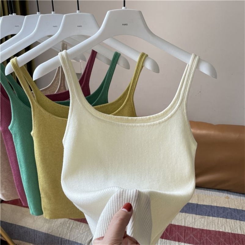 Camisoles Tanks Casual Thin Ice Silk Knit Sleeveless Camisole Women's Summer Vests Skinny Tank Tops O-neck Sleeveless striped Bottoming Camis 230